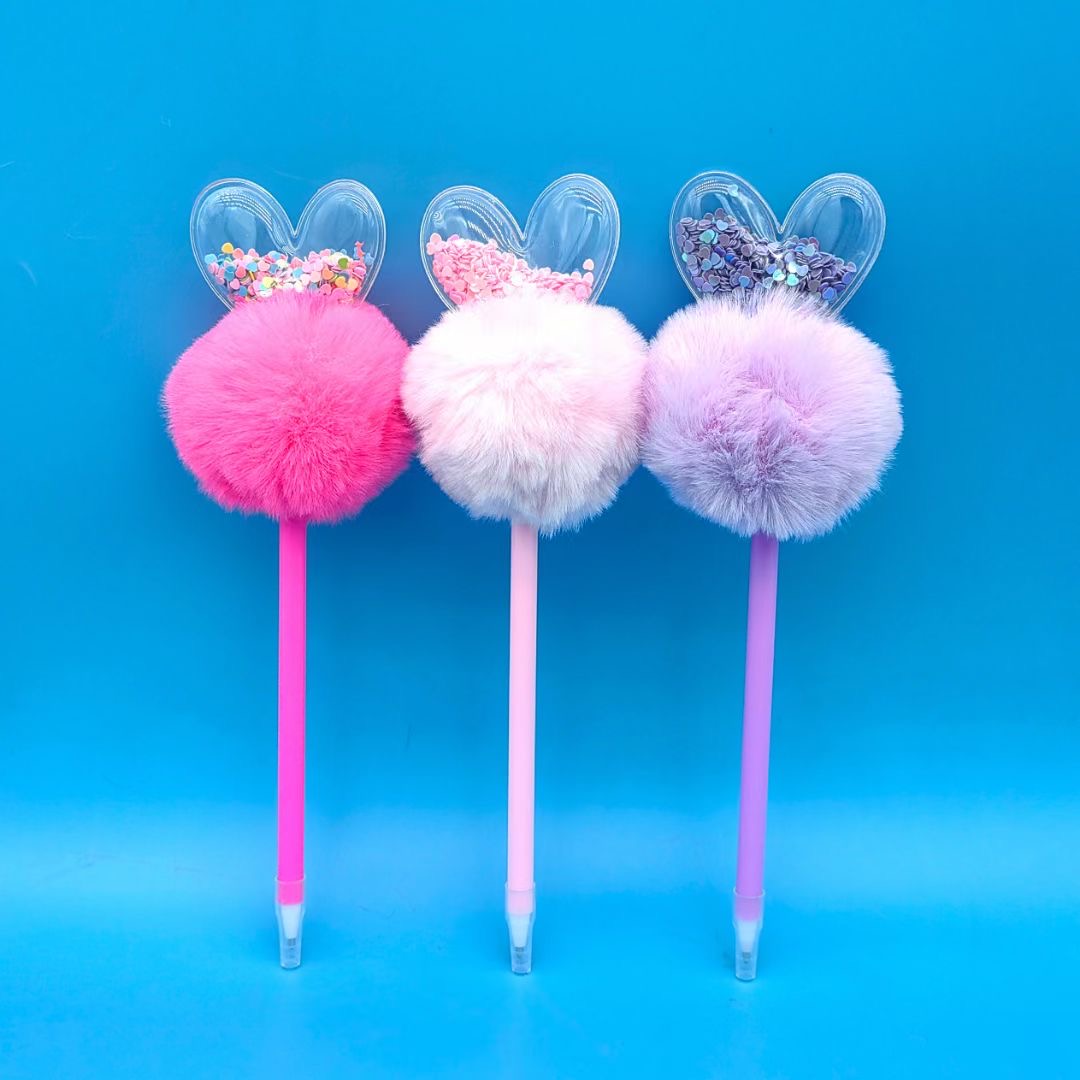 Valentine's Day HEART POMPOM PEN